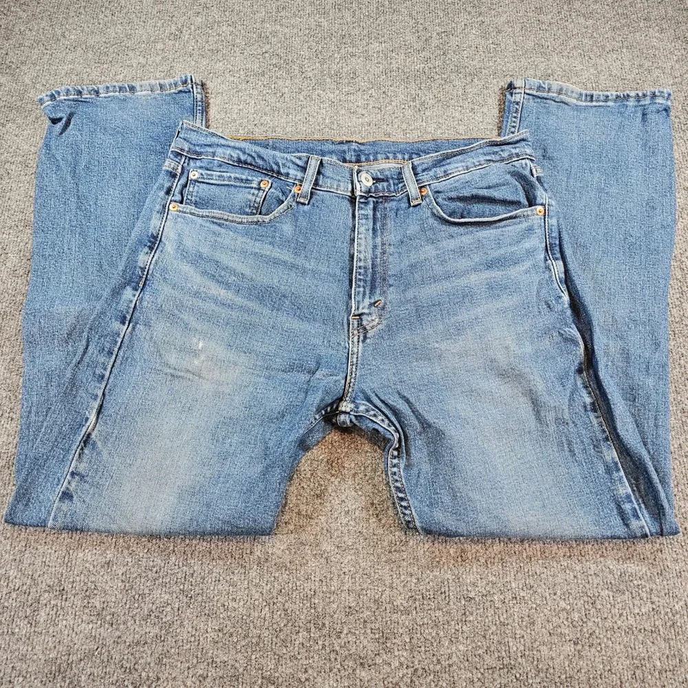 Levi's 505 Mens 34x29 (34x30 Tag) Regular Fit Straight Leg Blue Denim Jeans Work